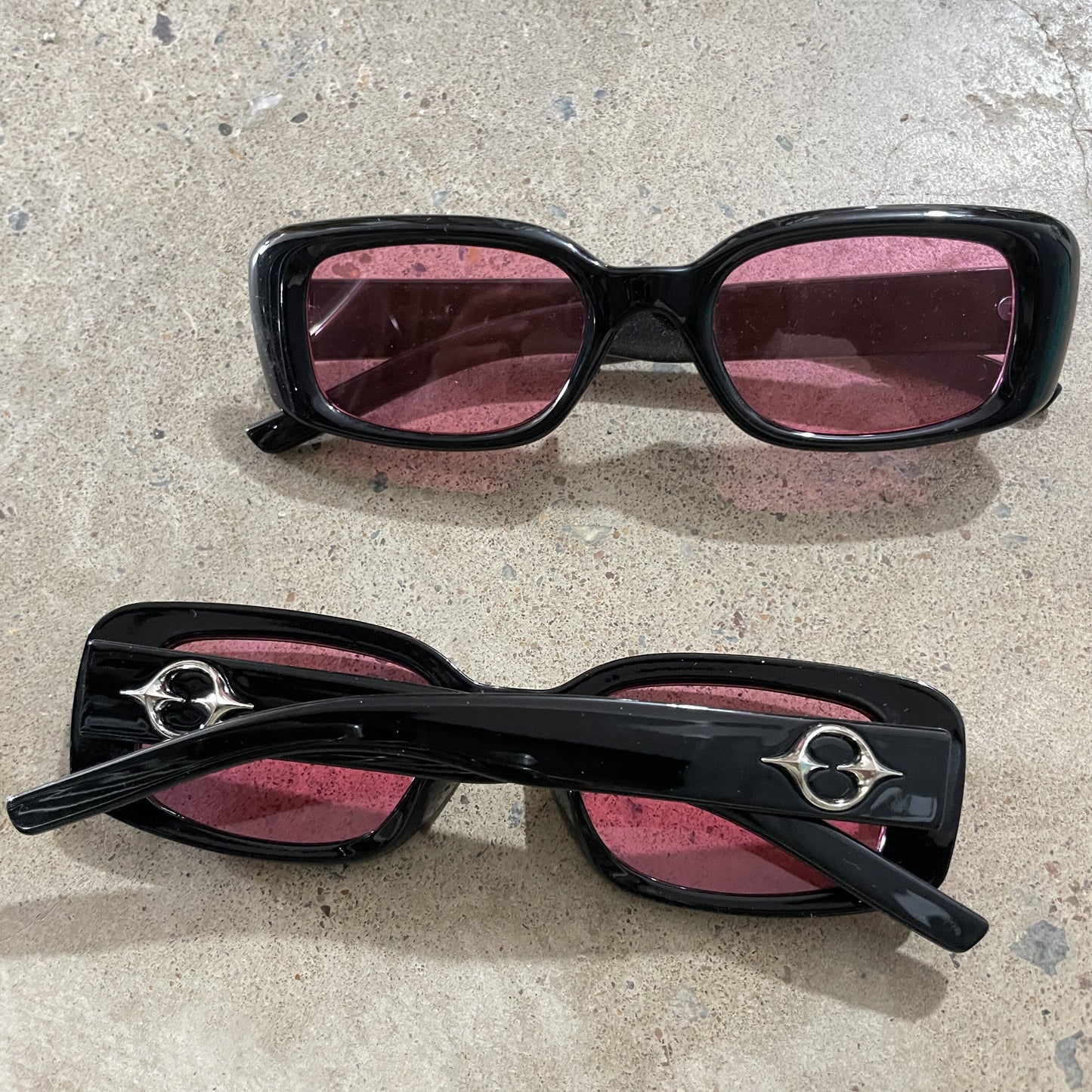 European and American street love pink sunglasses