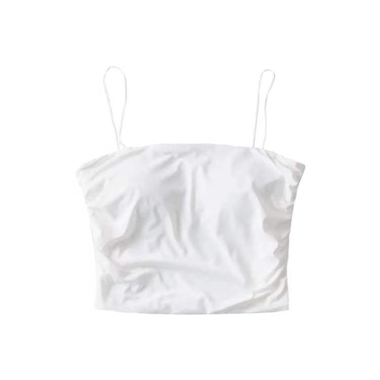 European and American solid color slim fit umbilical cord exposed breast pad camisole