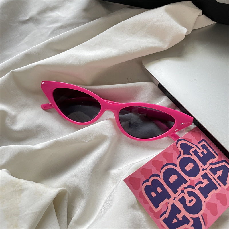 European and American street love pink sunglasses