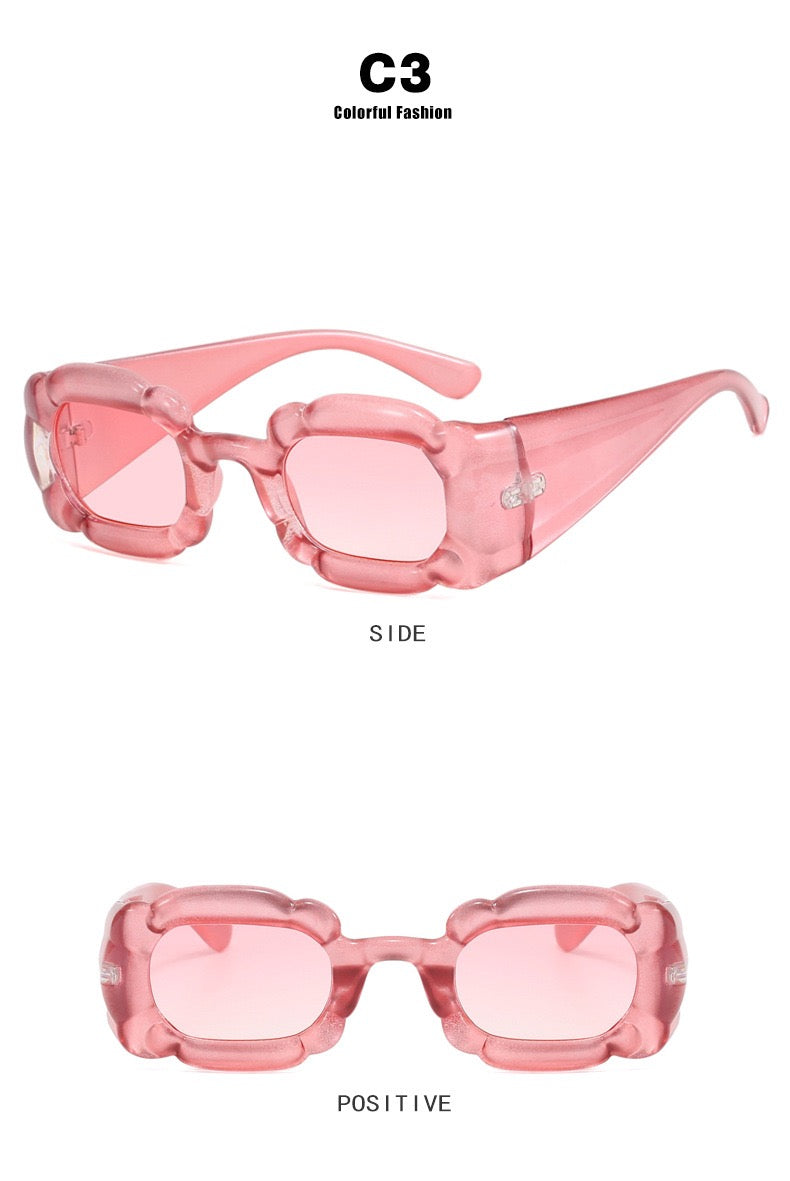 European and American street love pink sunglasses