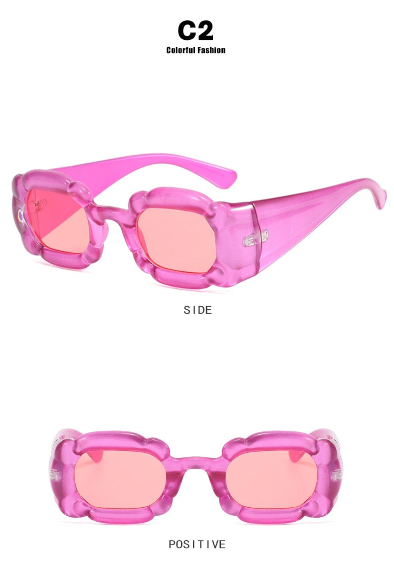 European and American street love pink sunglasses