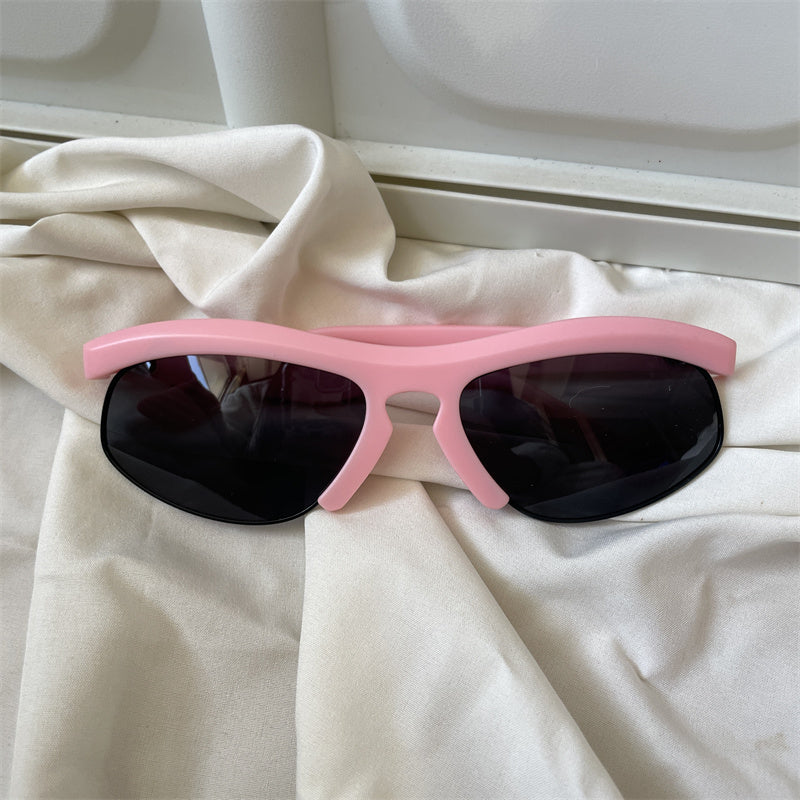 European and American street love pink sunglasses