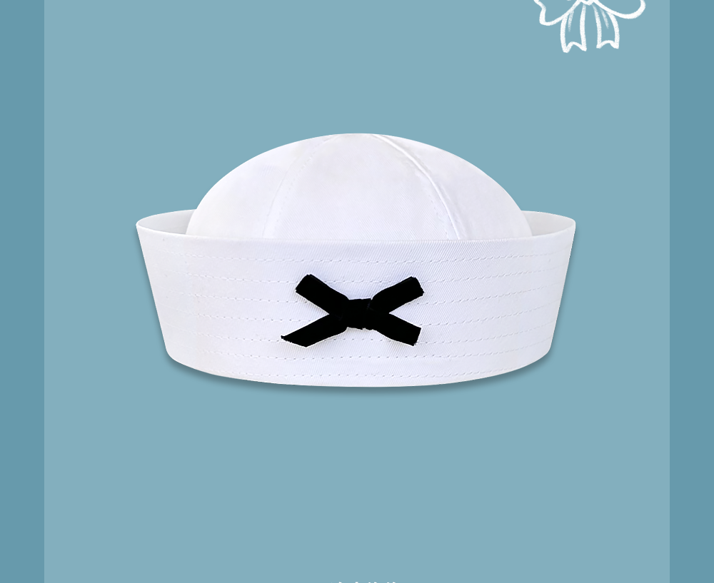 Navy hat sailor hat flip brim bow Korean style sweet nurse hat