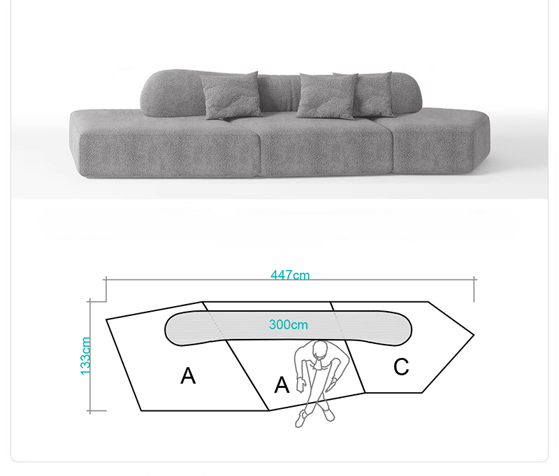 Rock sofa living room sofa Italian minimalist fabric villa module double-sided special-shaped sofa