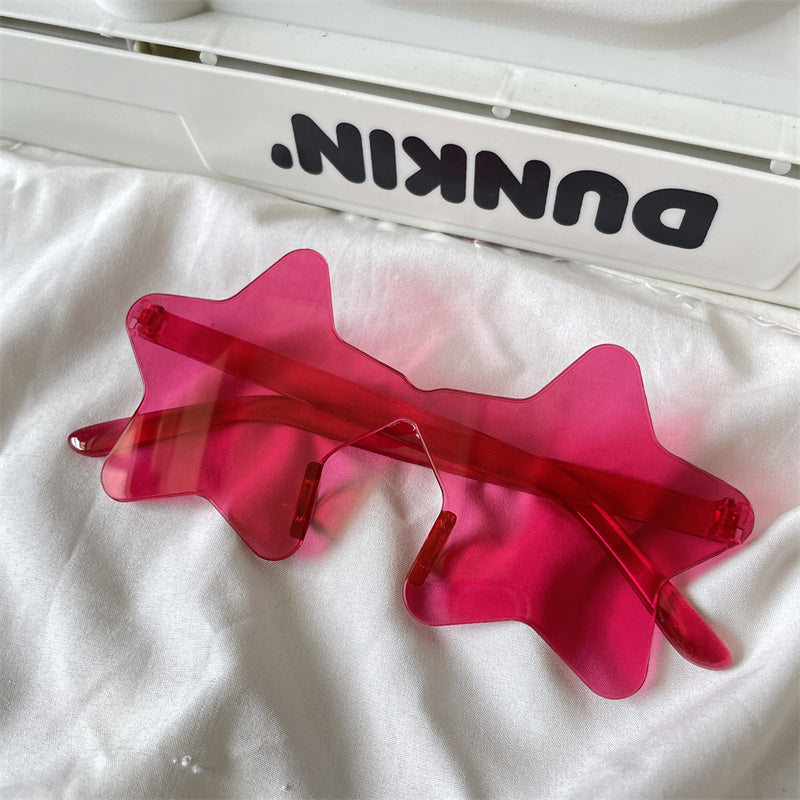European and American street love pink sunglasses