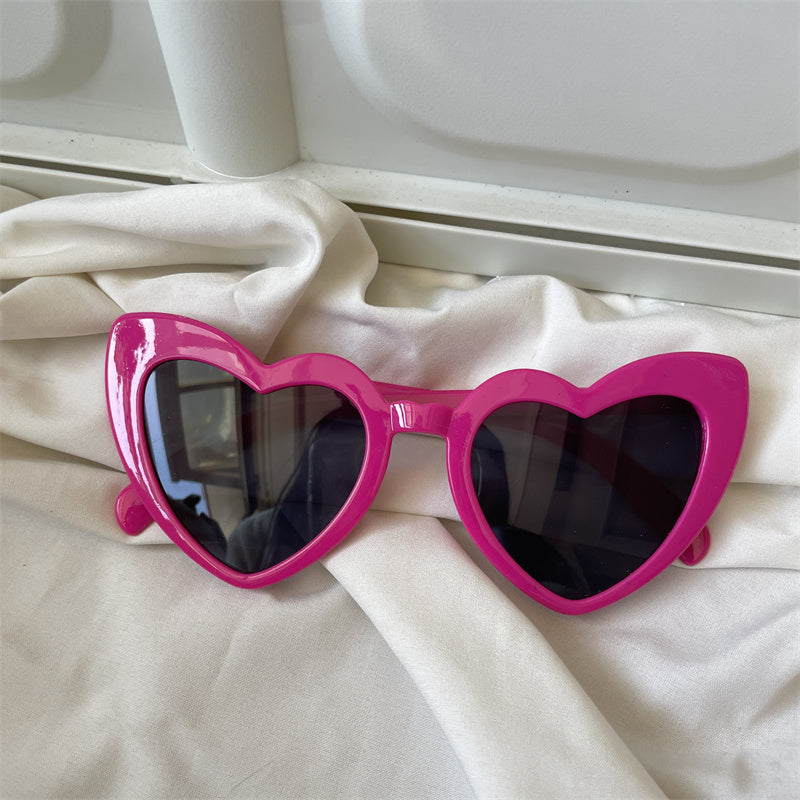 European and American street love pink sunglasses