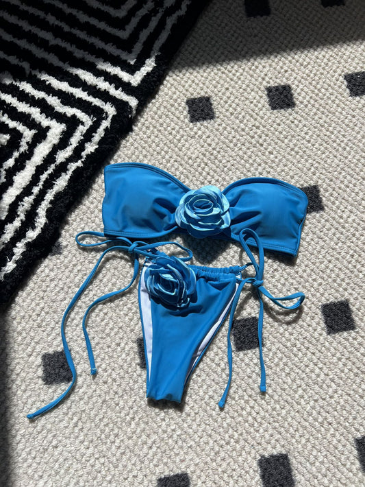 3D three-dimensional flower swimsuit hot spring lace-up swimsuit