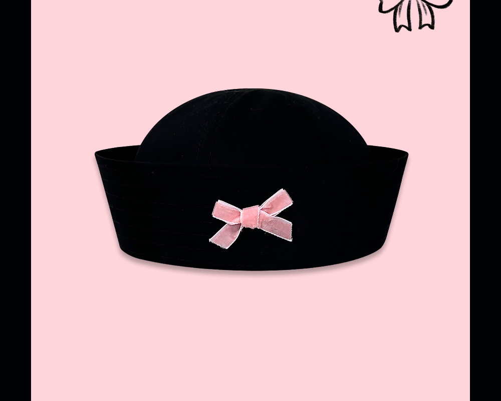 Navy hat sailor hat flip brim bow Korean style sweet nurse hat
