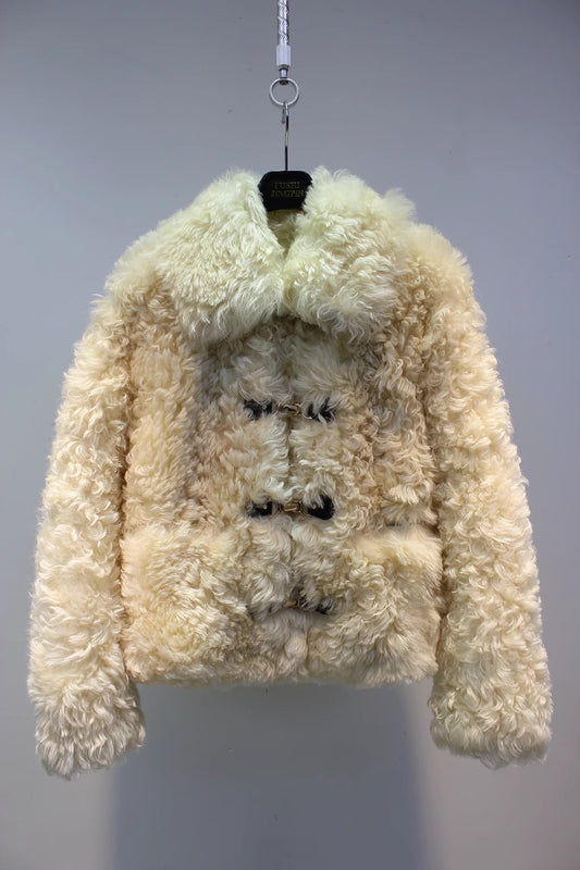Lmported Mosna sheep fur all-in-one simple and fashionable curly fur coat