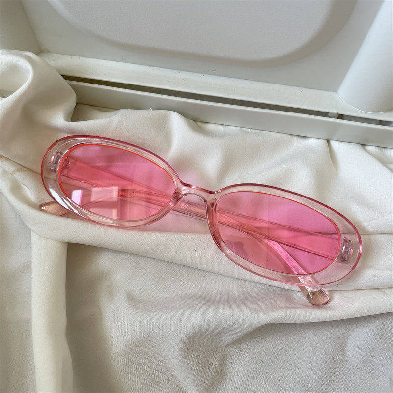 European and American street love pink sunglasses