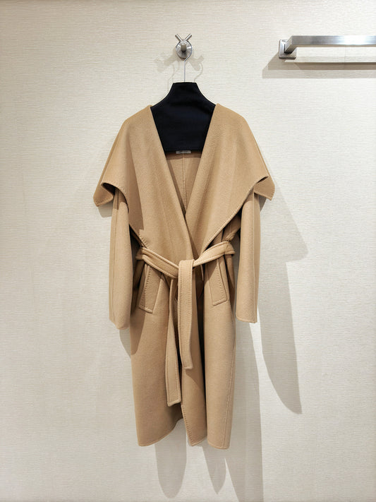 Double-faced lapel cashmere water ripple coat