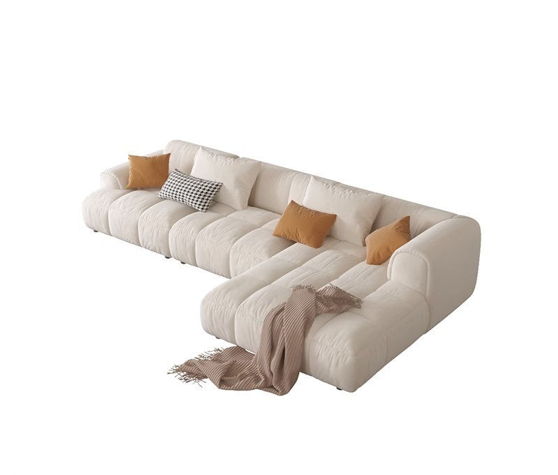Cream style cat scratch cloth sofa combination modern simple small apartment living room light luxury corner module sofa
