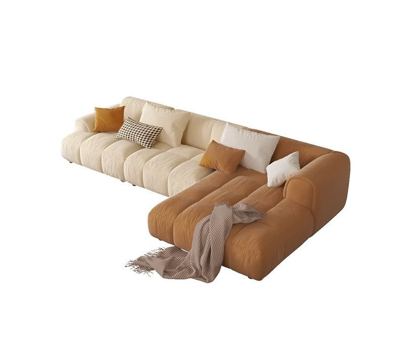 Cream style cat scratch cloth sofa combination modern simple small apartment living room light luxury corner module sofa