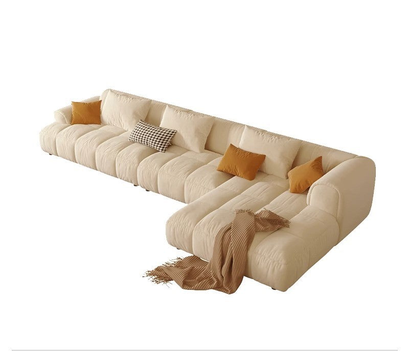 Cream style cat scratch cloth sofa combination modern simple small apartment living room light luxury corner module sofa