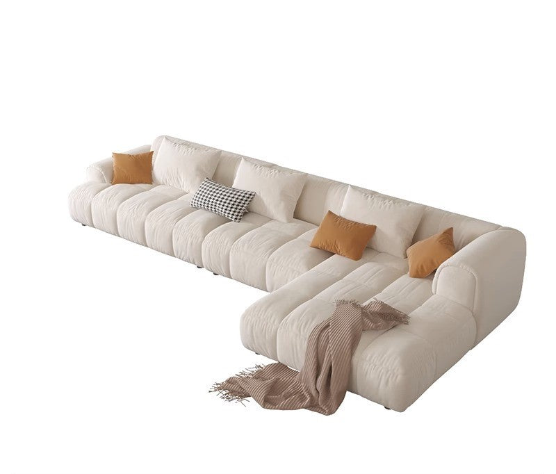 Cream style cat scratch cloth sofa combination modern simple small apartment living room light luxury corner module sofa