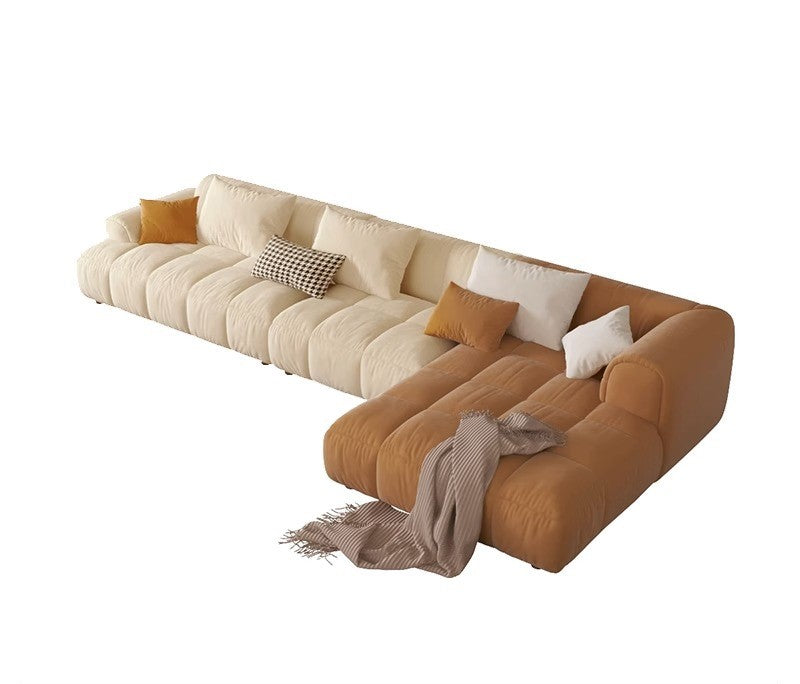 Cream style cat scratch cloth sofa combination modern simple small apartment living room light luxury corner module sofa