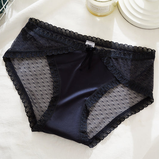 Lace underwear mesh transparent Korean style girls mid-low waist