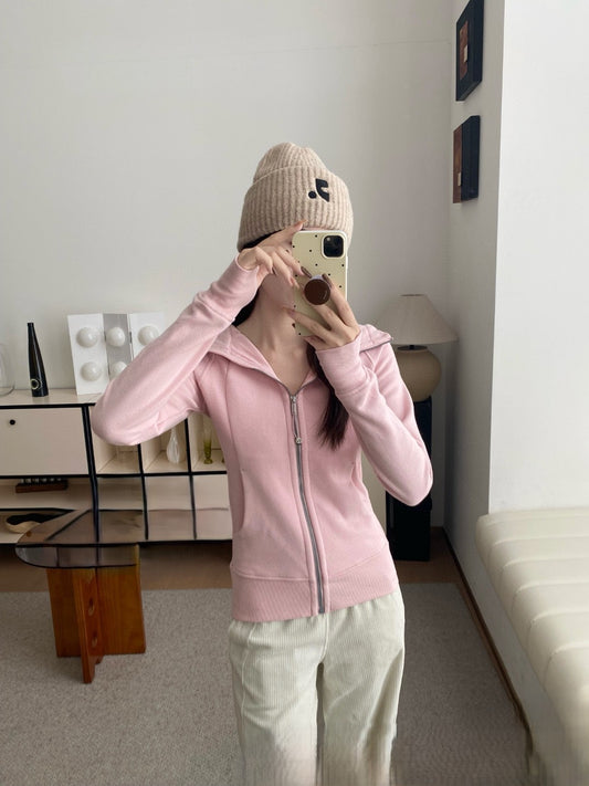 Plush hooded zipper yoga suit