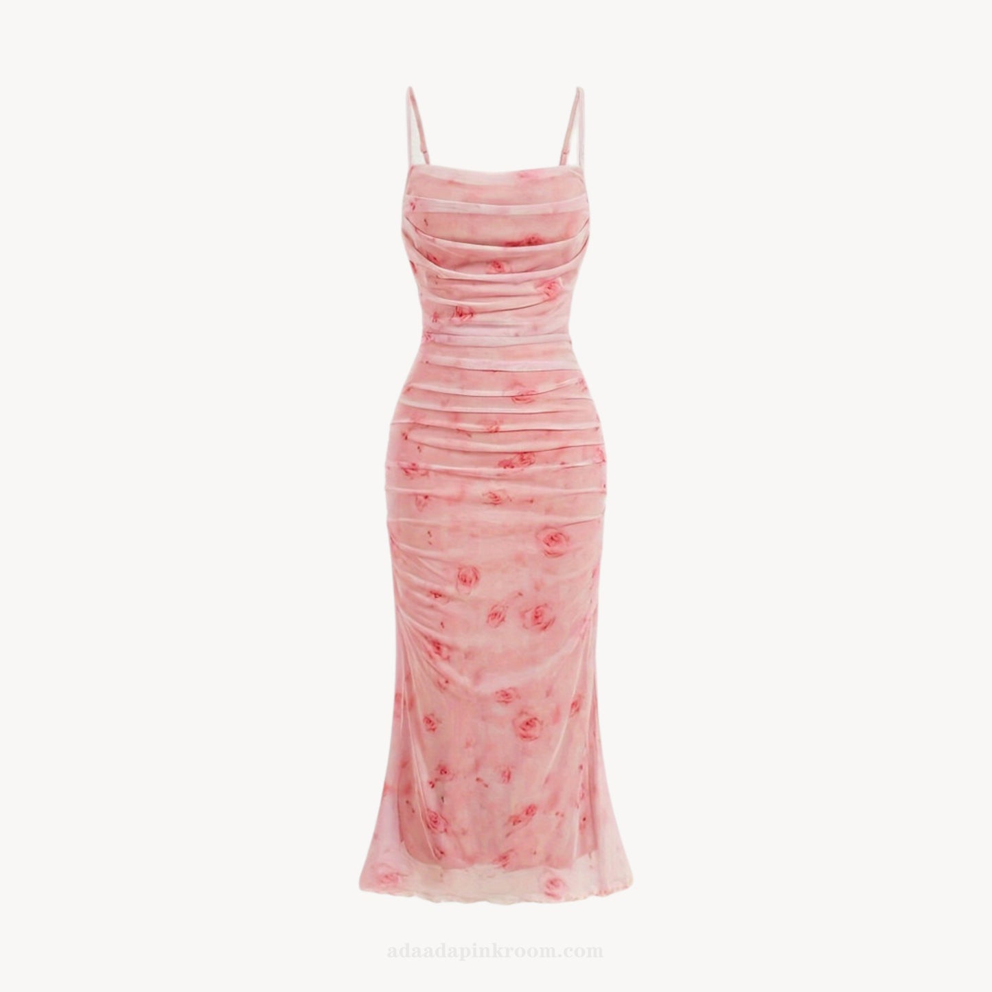 Printed Mesh Midi Dress