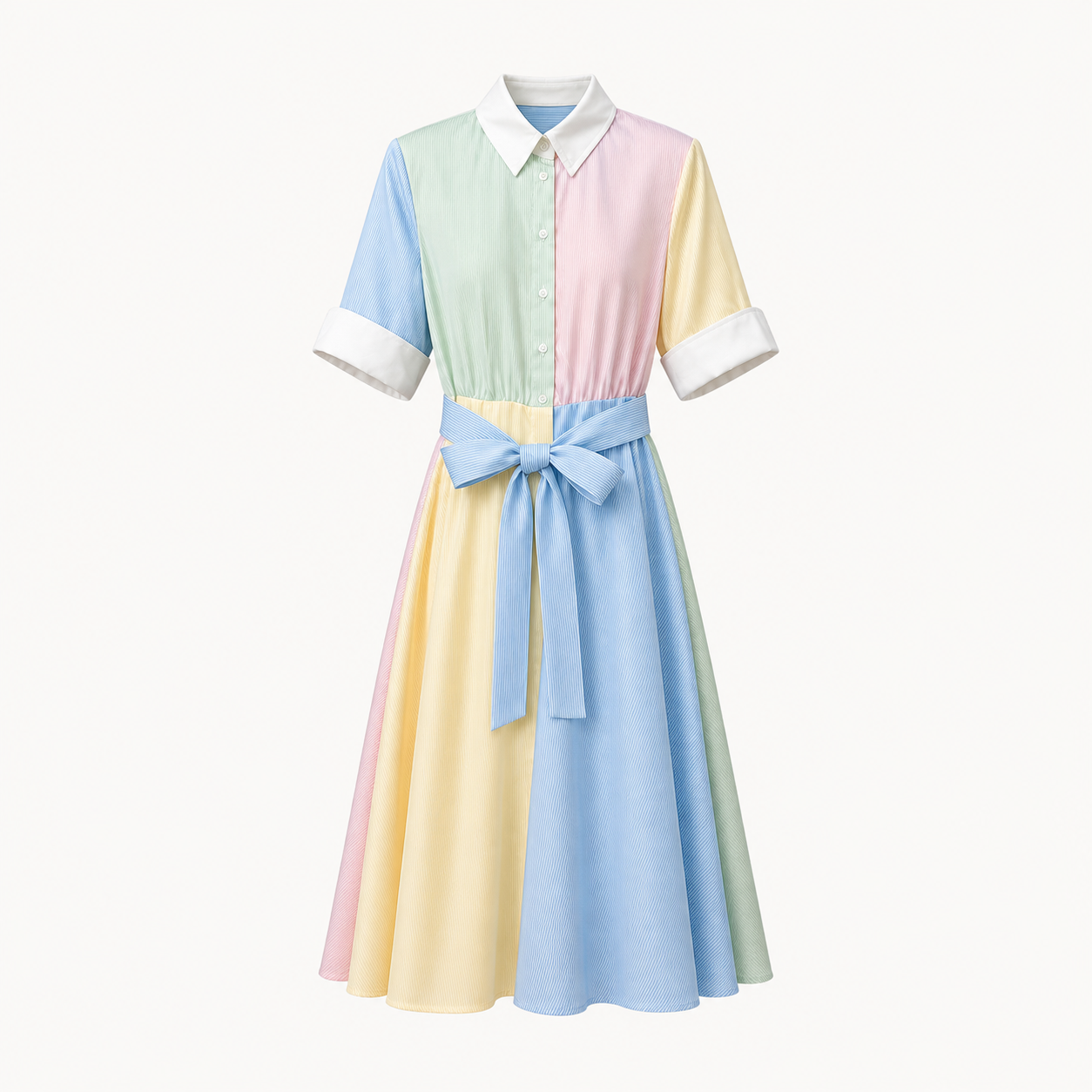 PASTEL STRIPED SHIRT DRESS WITH BELT – adaadapinkroom