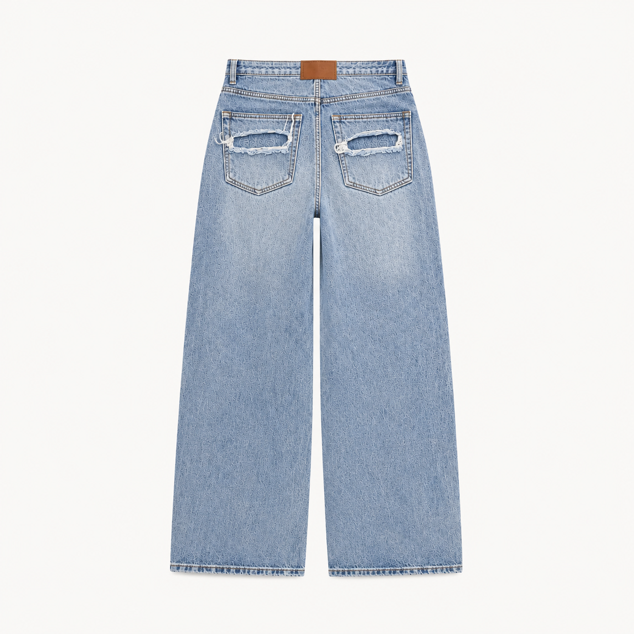 Wide-Leg Distressed Jeans