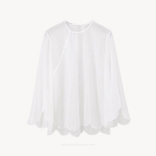SHEER SCALLOPED ORGANZA TOP