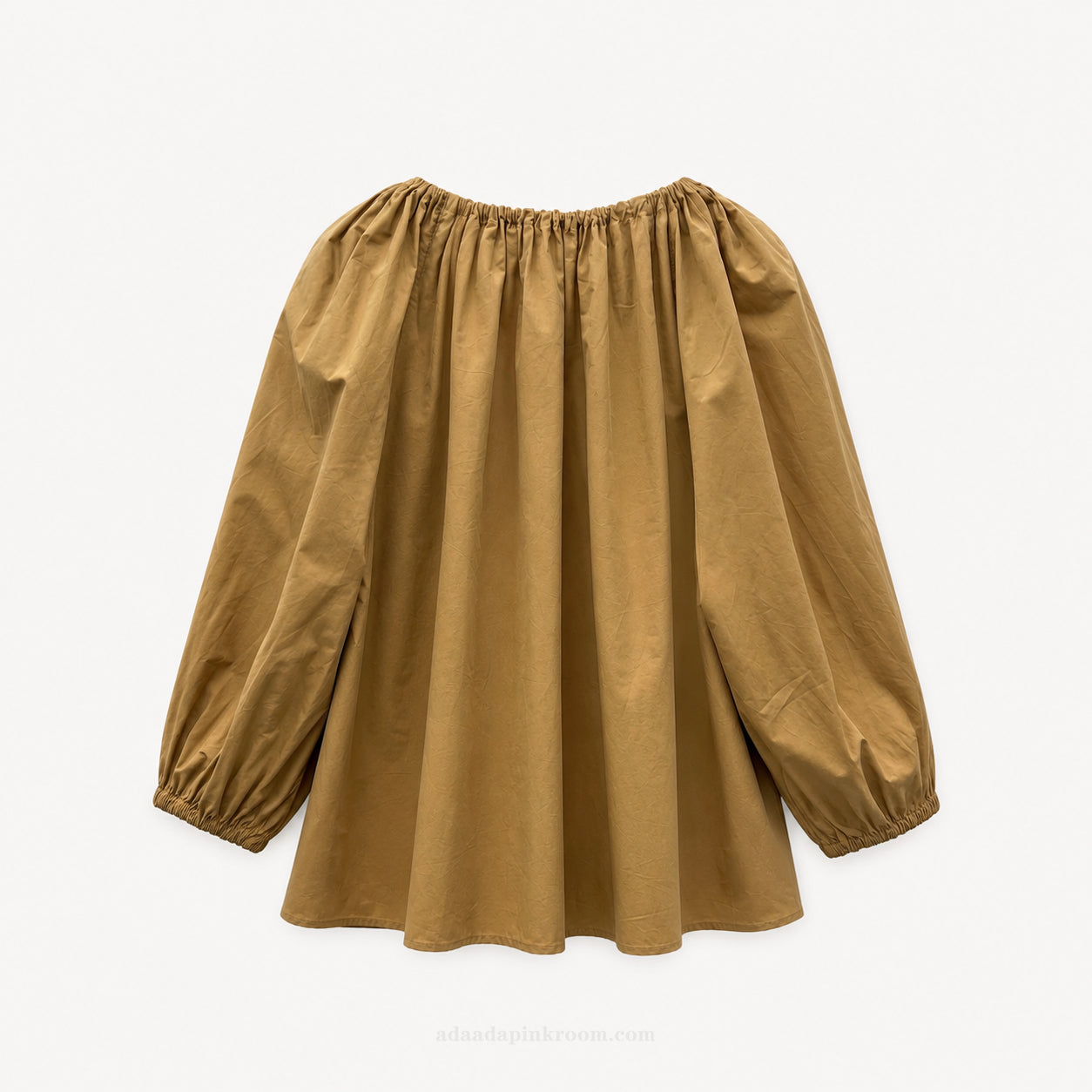 Gathered Tie-Neck Puff Sleeve Blouse