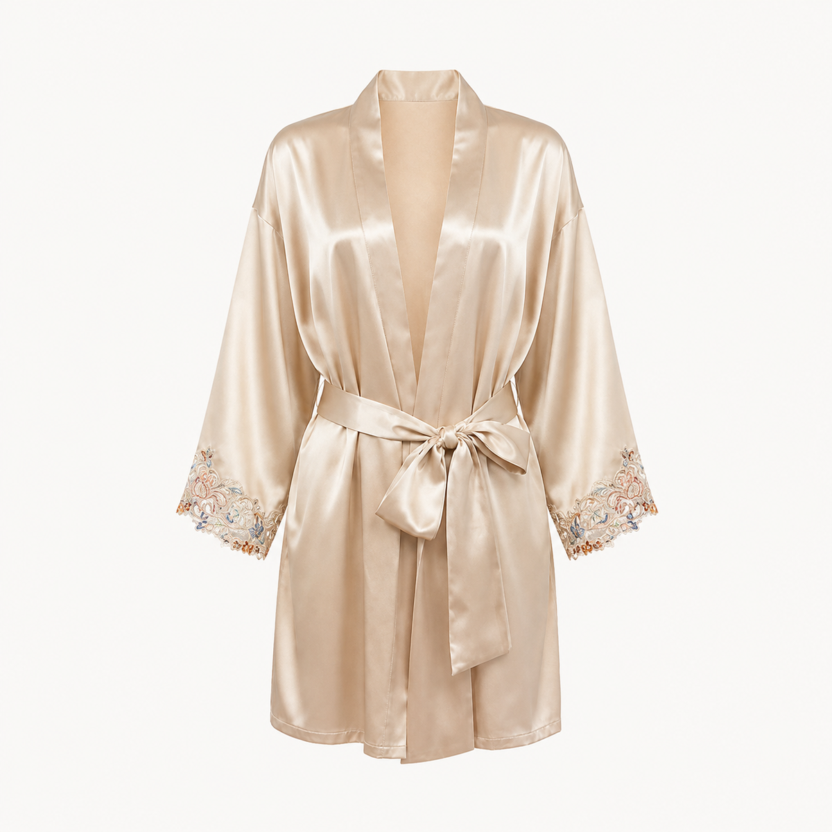 Camellia Lace Trim Robe - Blush Pink