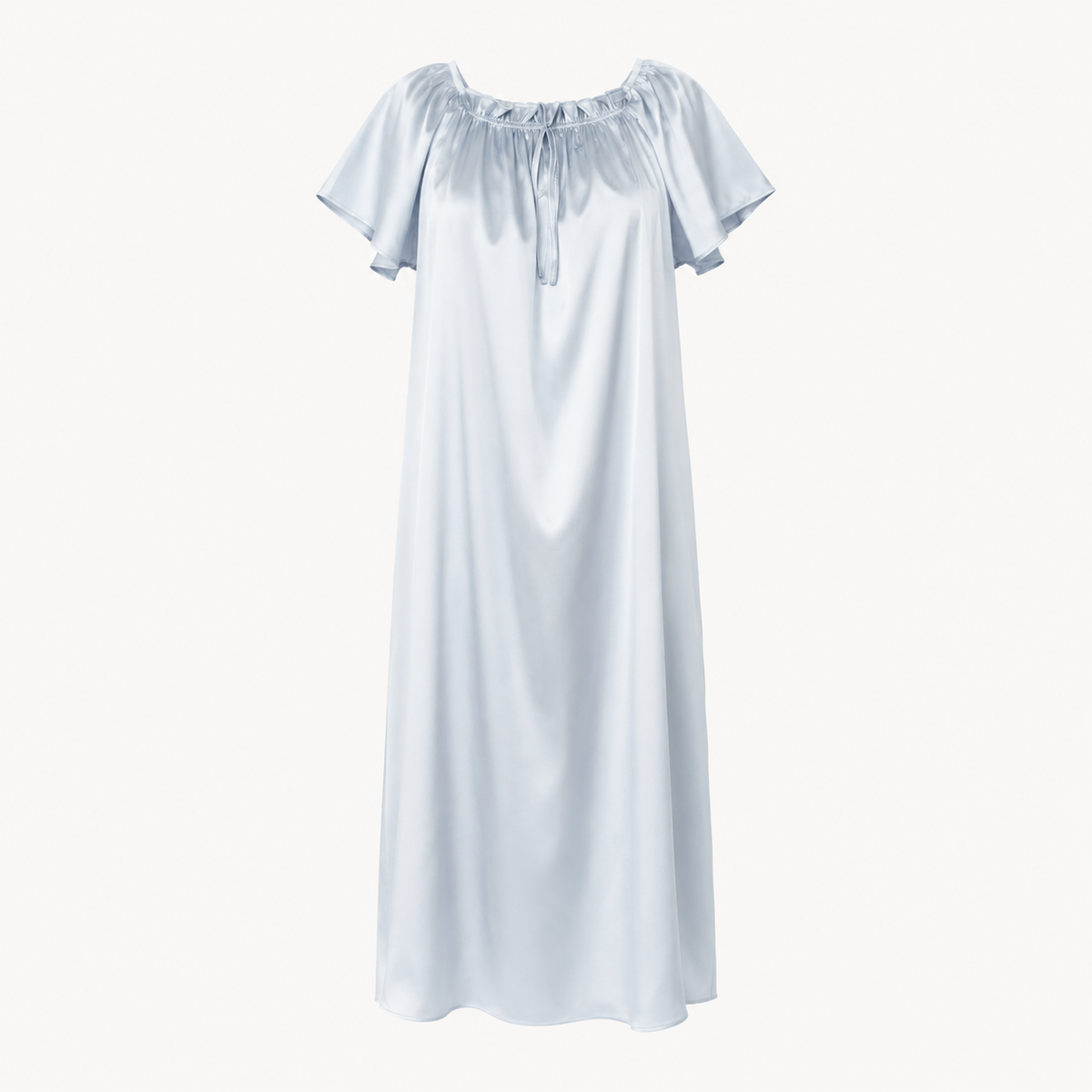 Luna Ruffle Neck Nightdress - Ice Blue