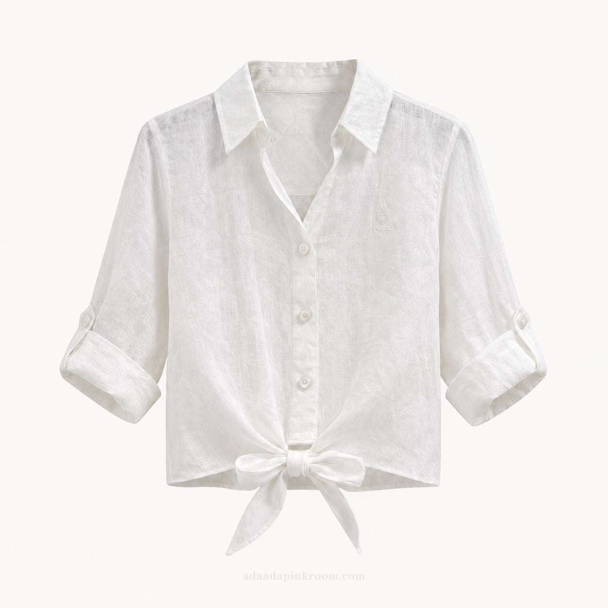 Tie-Front Textured Shirt