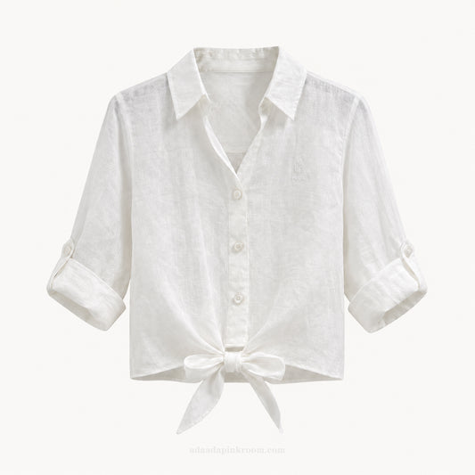 Tie-Front Textured Shirt