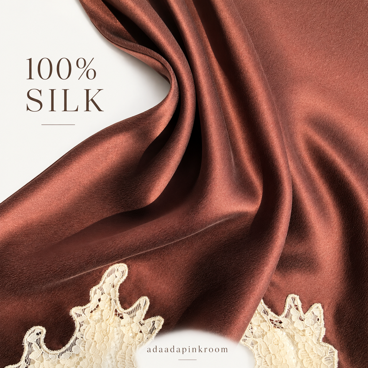 Cocoa Lace Trim Silk Maxi Dress