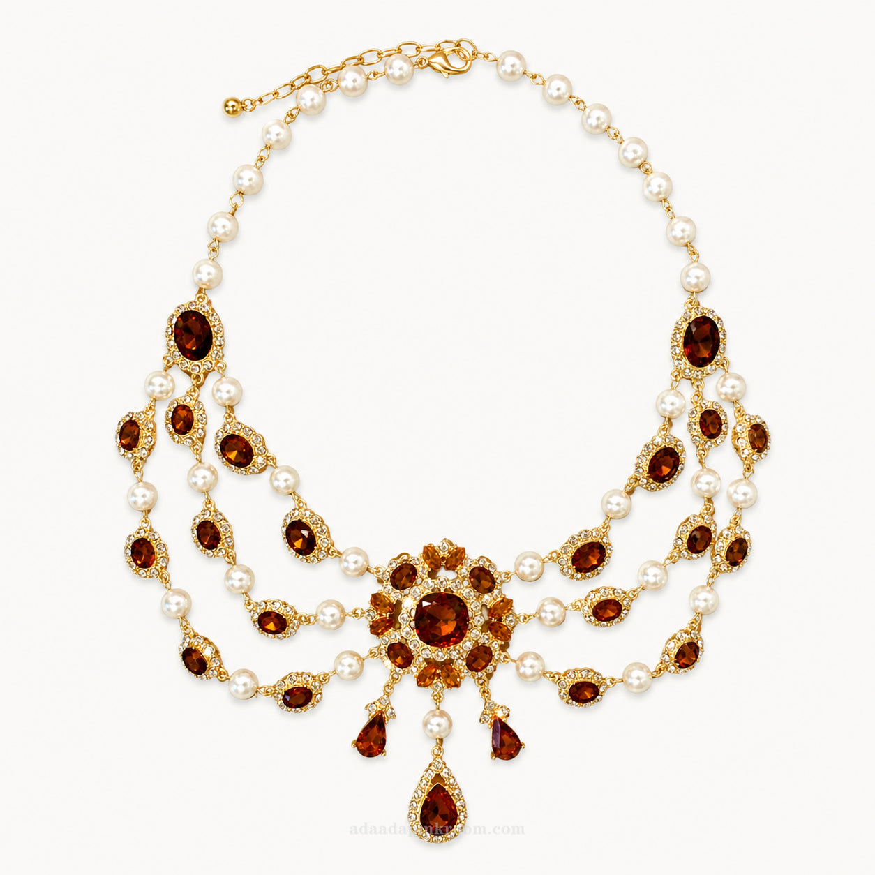 Amber Pearl Statement Necklace