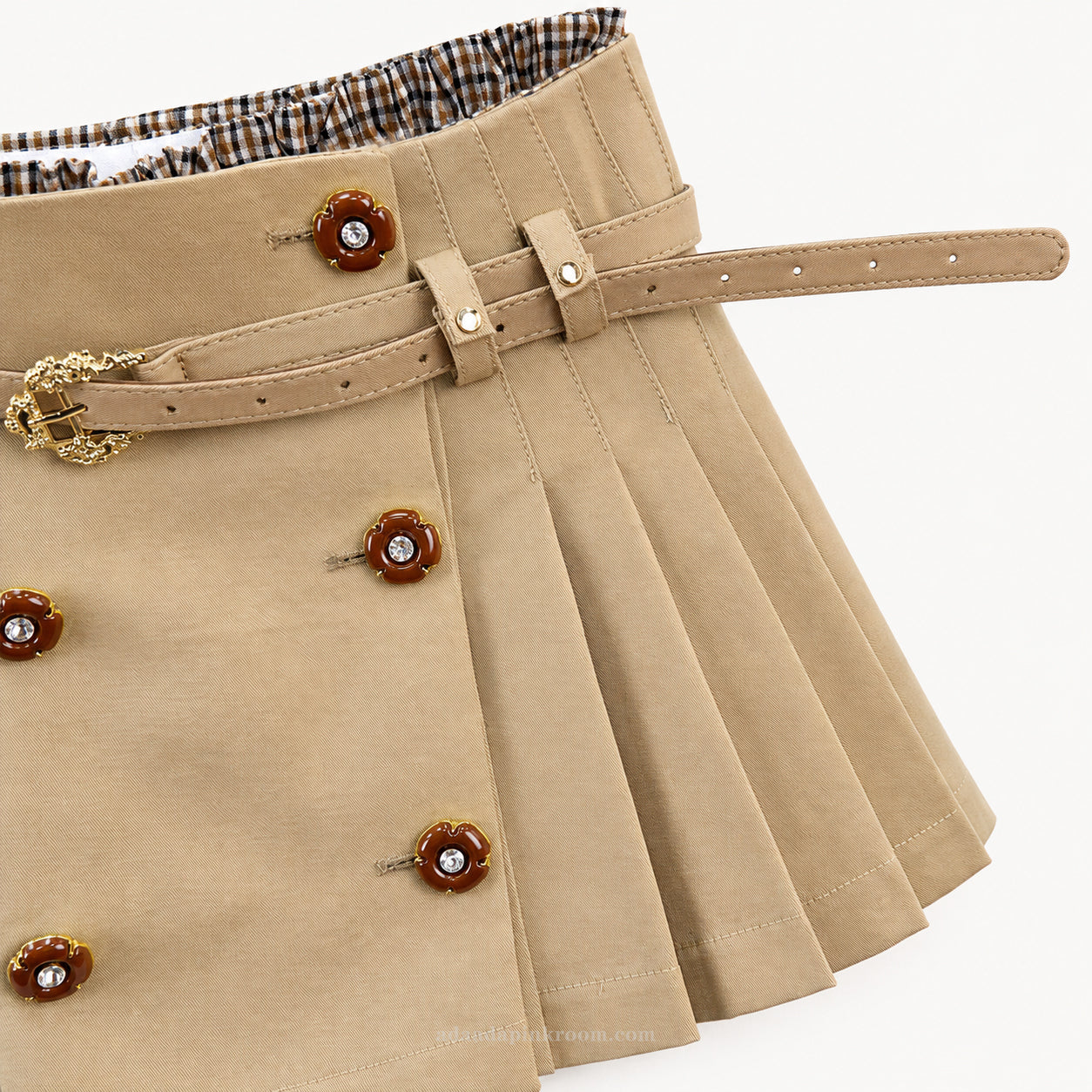 Pleated Mini Skirt With Belt