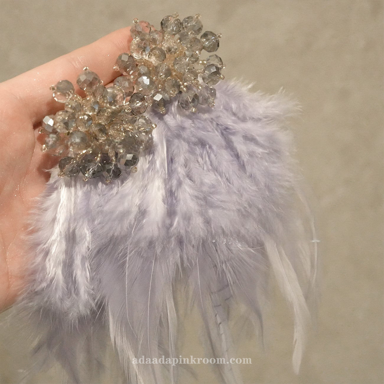 Feather pink long earrings earring ear clip
