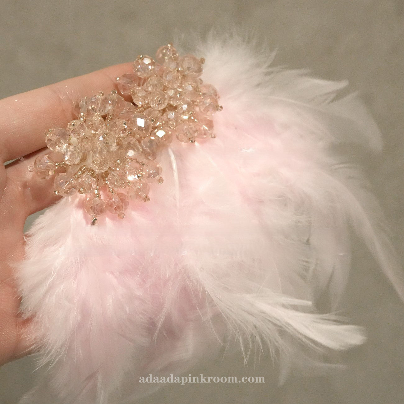 Feather pink long earrings earring ear clip