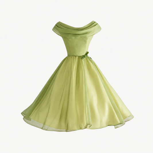 OFF-SHOULDER TULLE MIDI DRESS