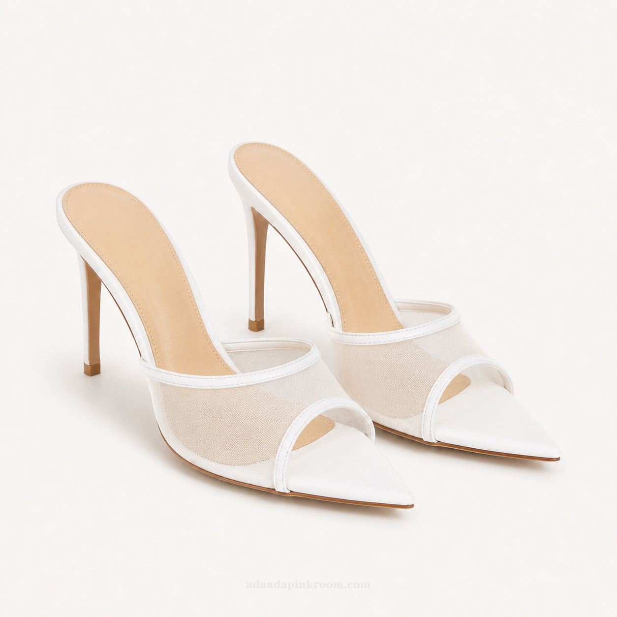 Ivory Lace Pointed Toe Mule Heels