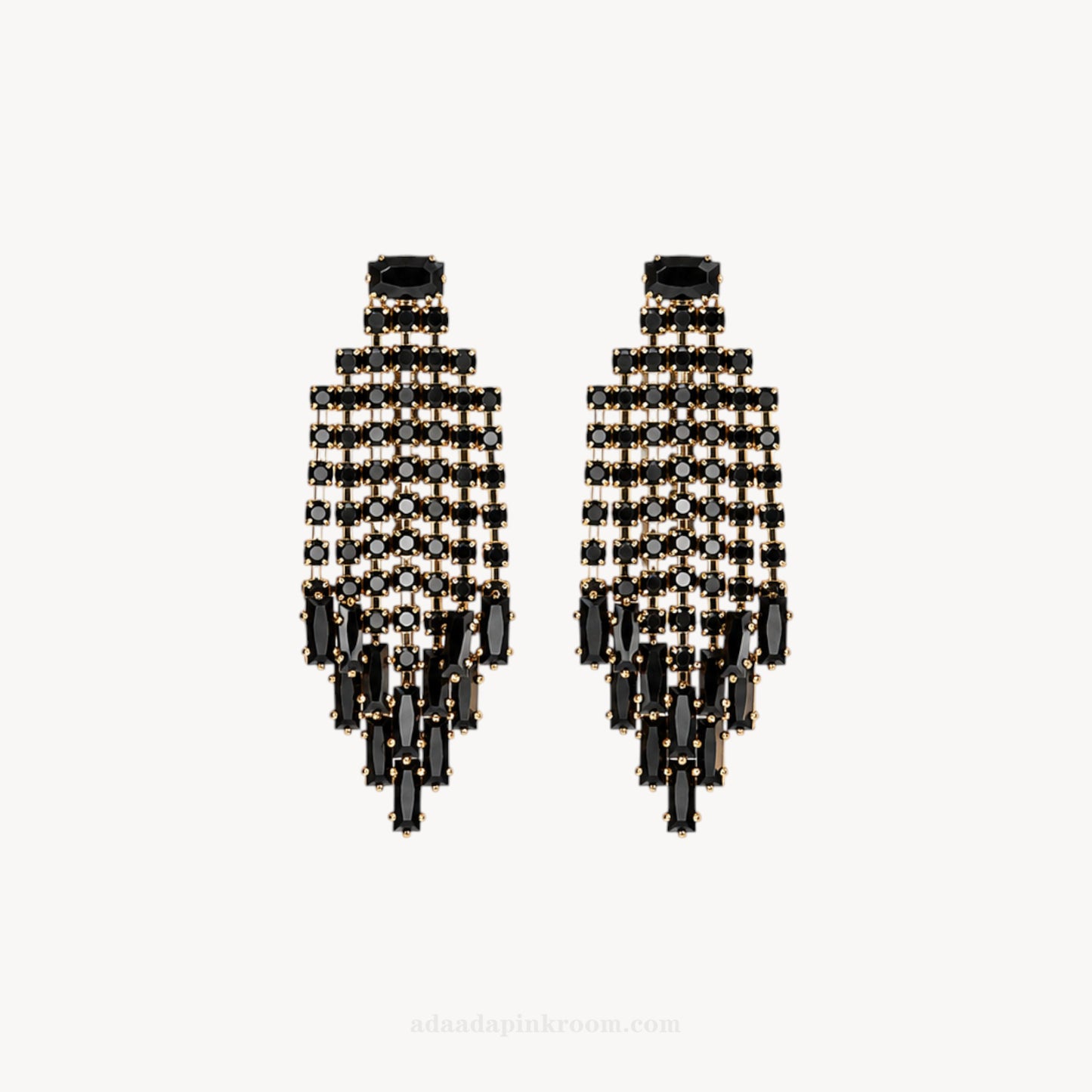 Black Crystal Fringe Earrings