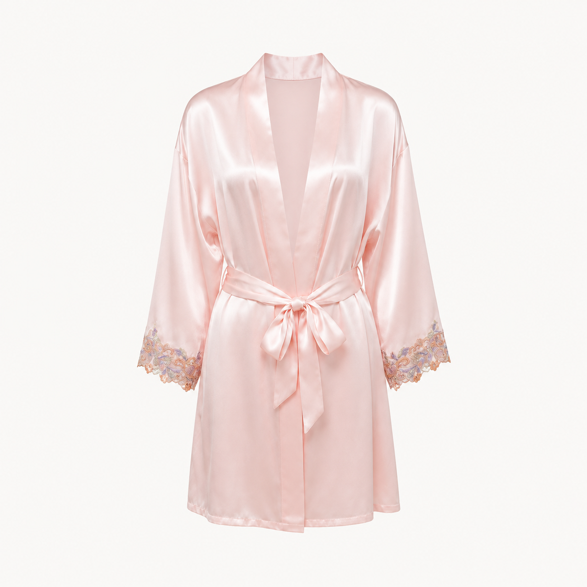 Camellia Lace Trim Robe - Champagne