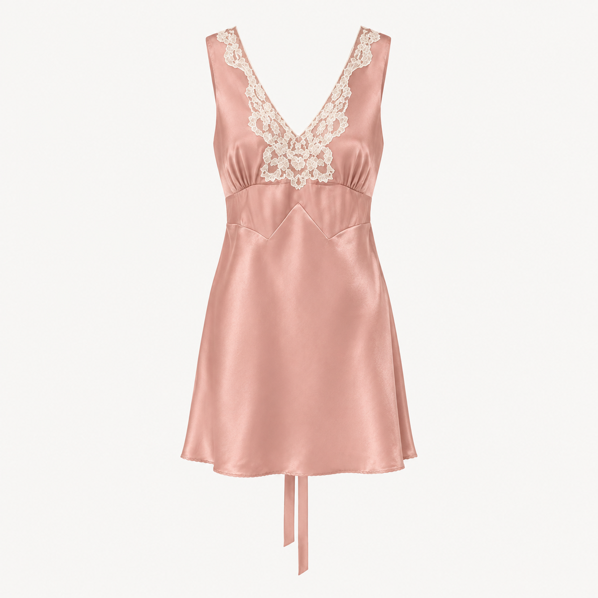 Camellia Lace Trim Nightdress - Blush Pink