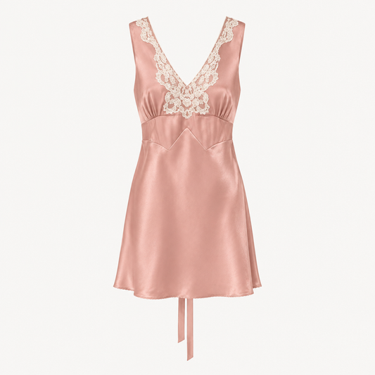 Camellia Lace Trim Nightdress - Blush Pink