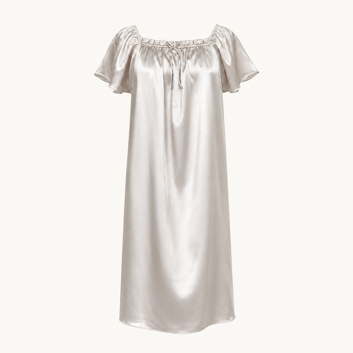 Luna Ruffle Neck Nightdress - Ivory