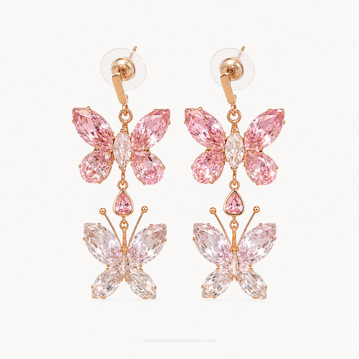 Pink Butterfly Drop Earrings