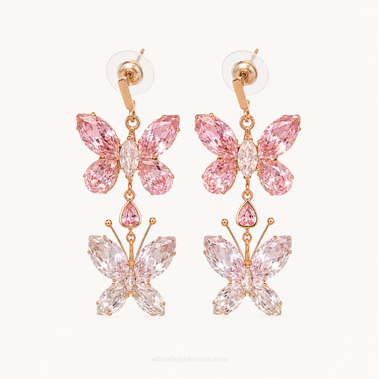 Pink Butterfly Drop Earrings