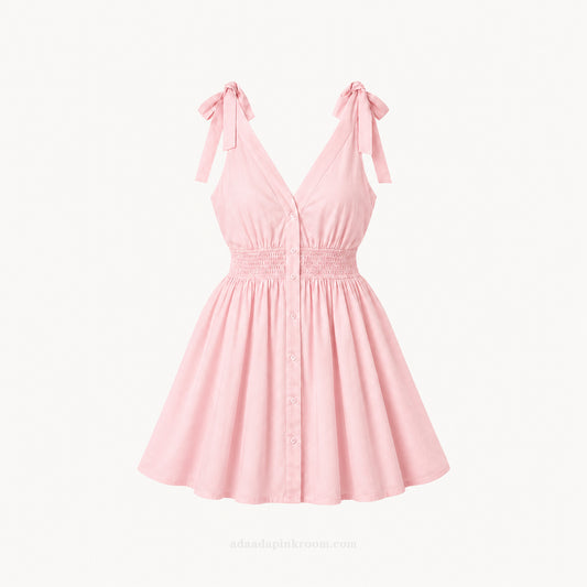 PINK BOW STRAP MINI DRESS