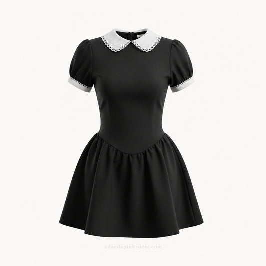 CONTRAST COLLAR MINI DRESS