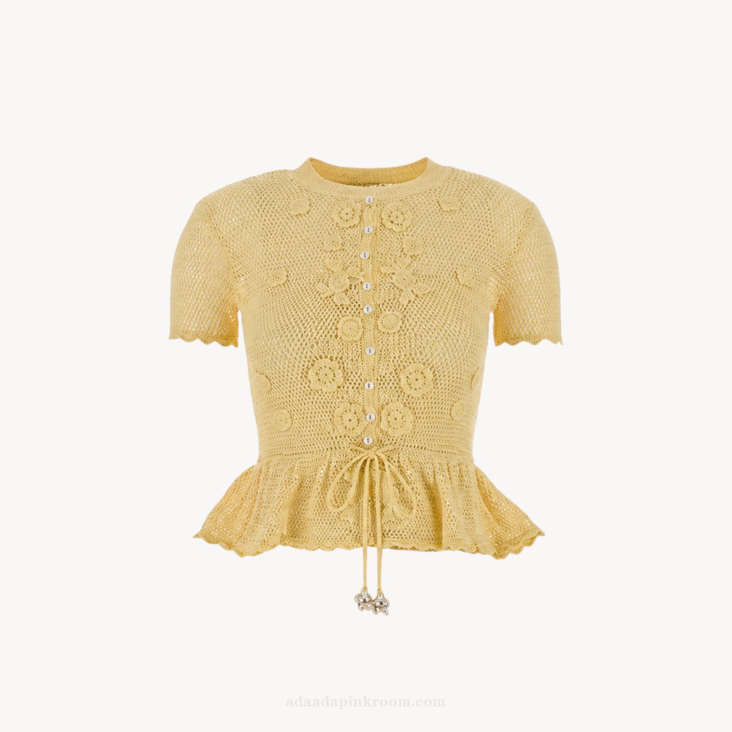 YELLOW CROCHET PEPLUM TOP