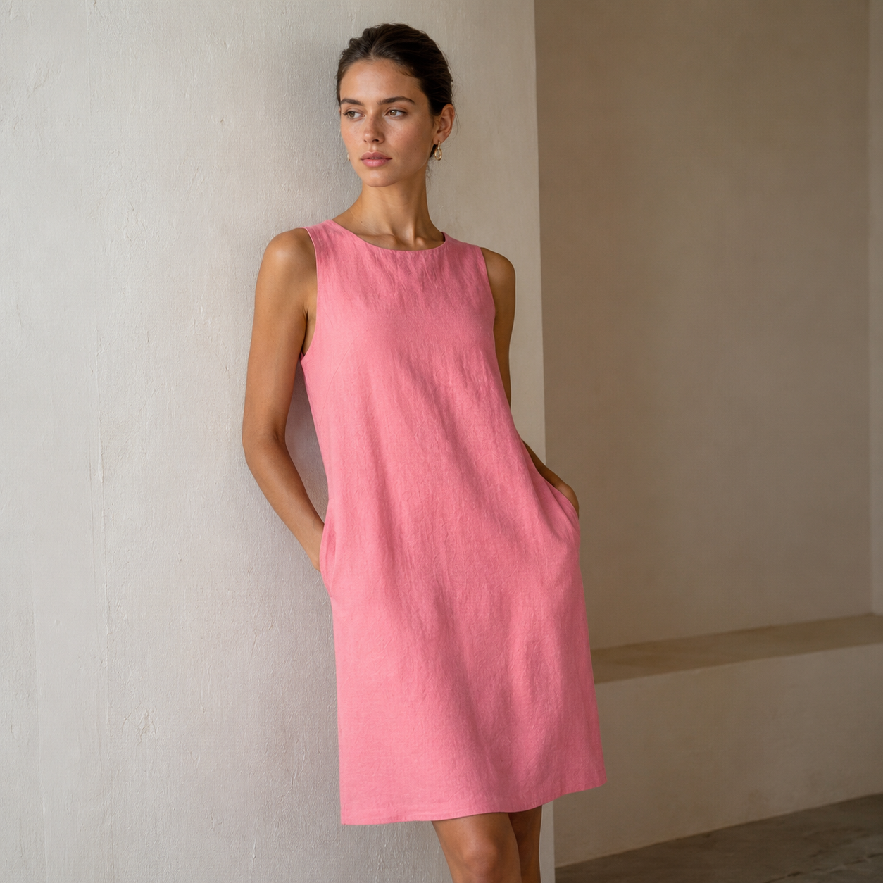 ROSA Linen-Blend Mini Dress