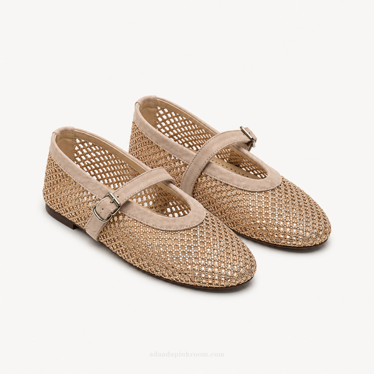 Light Gold Mesh Mary Jane Flats
